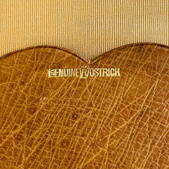 Vintage Genuine Ostrich Bifold Card Case Wallet 14K Gold Engraved - Picture 11 of 12